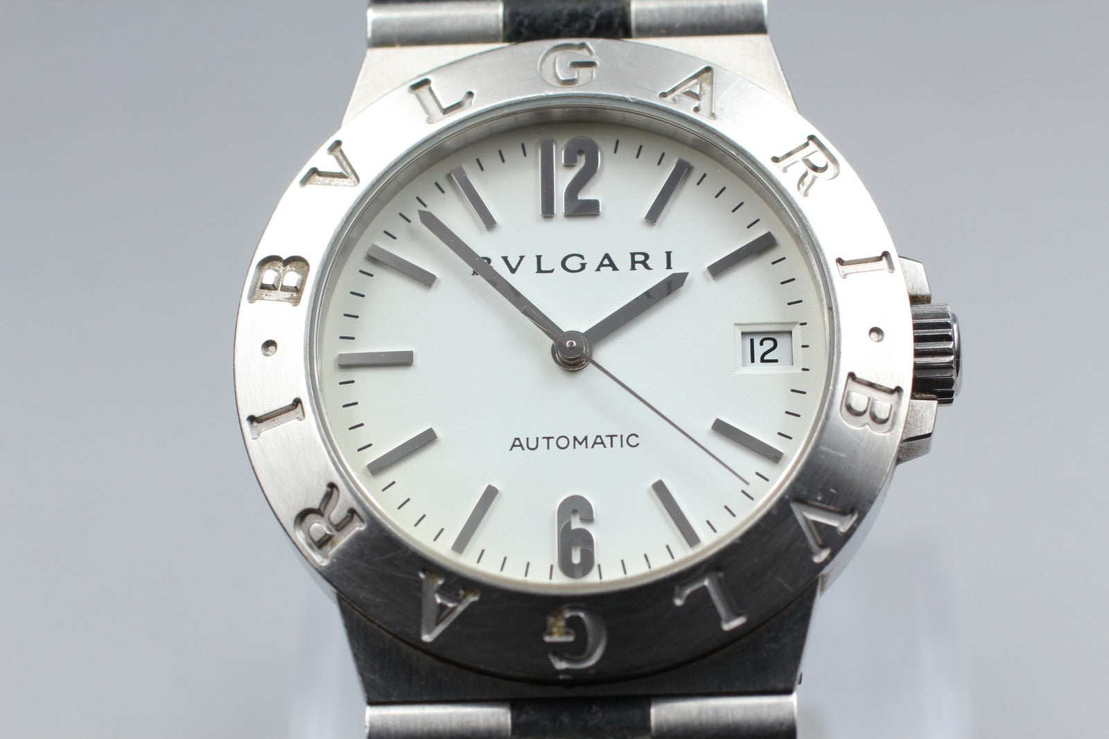 Exc+5* BVLGARI Diagono Sports LCV35S White Dial Automatic Men's Watch 36mm JAPAN