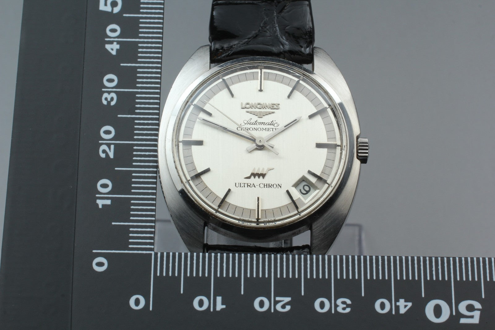 Vintage LONGINES ULTRA-CHRON Chronometer Date Silver Men's Watch 34mm Exc+5 JP