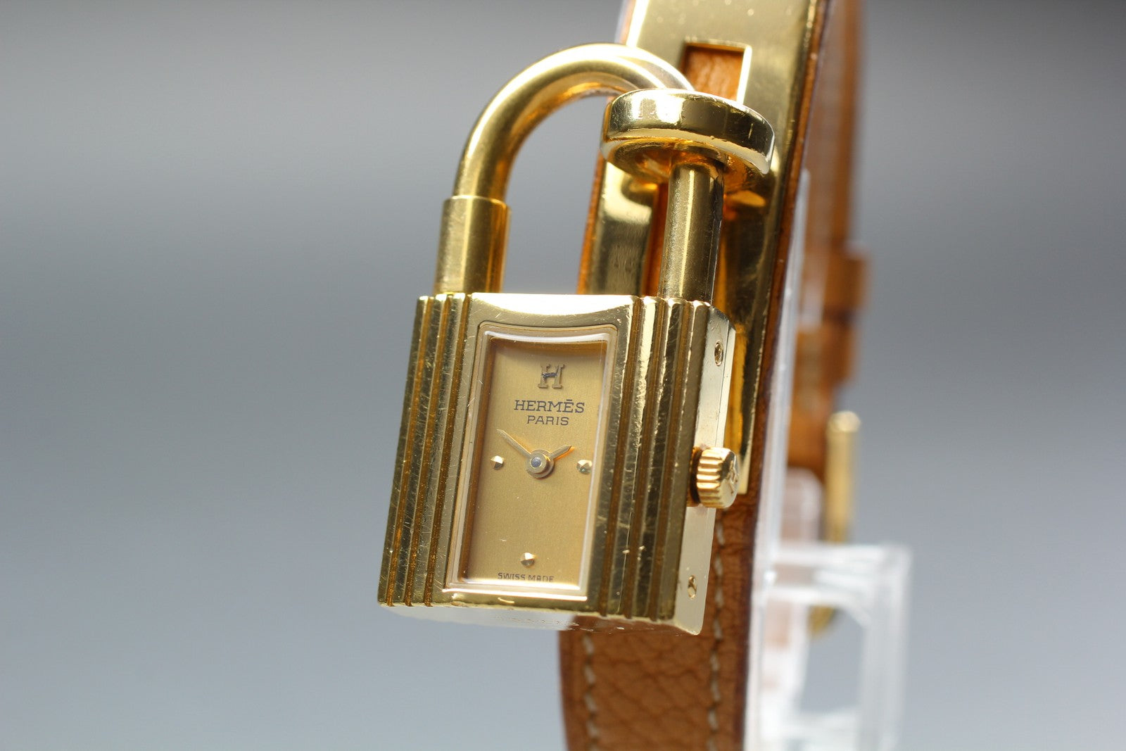 New Batt* HERMES Kelly KE1.201 Gold Dial Quartz Women's Watch JAPAN Exc+5*Box