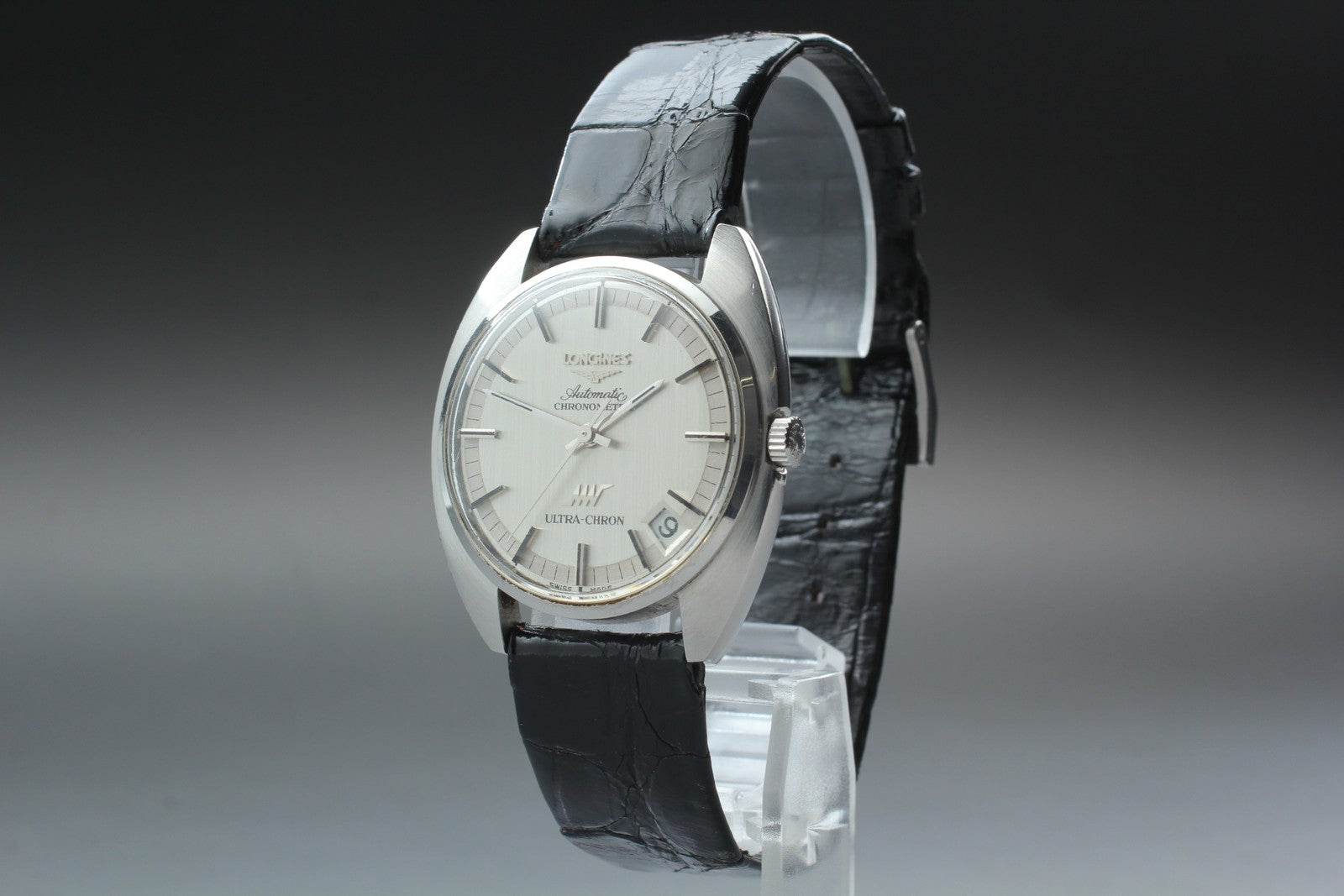 Vintage LONGINES ULTRA-CHRON Chronometer Date Silver Men's Watch 34mm Exc+5 JP