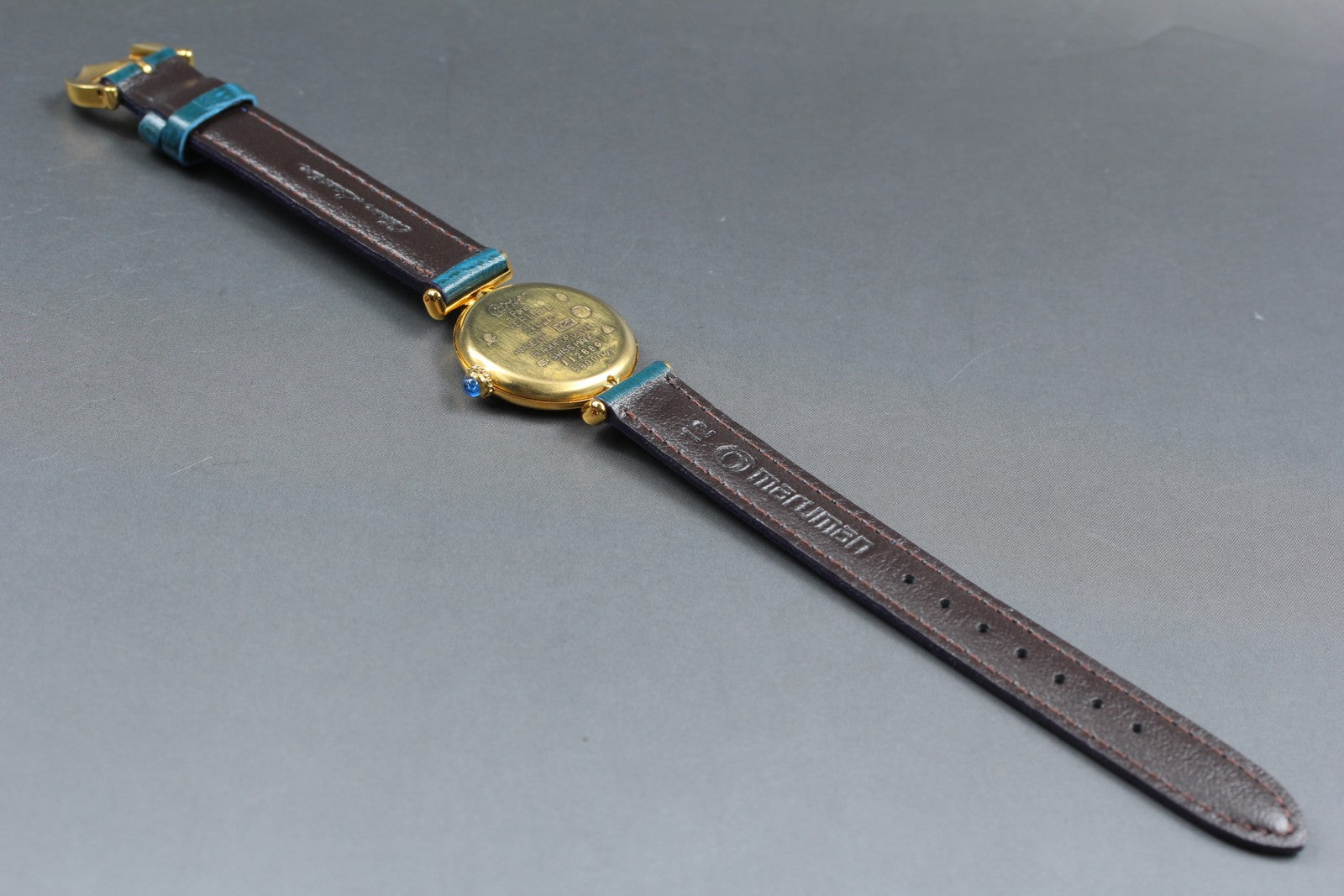 Vintage Cartier Must Colisee Vermeil 590002 Blue Gold Women's Quartz Watch
