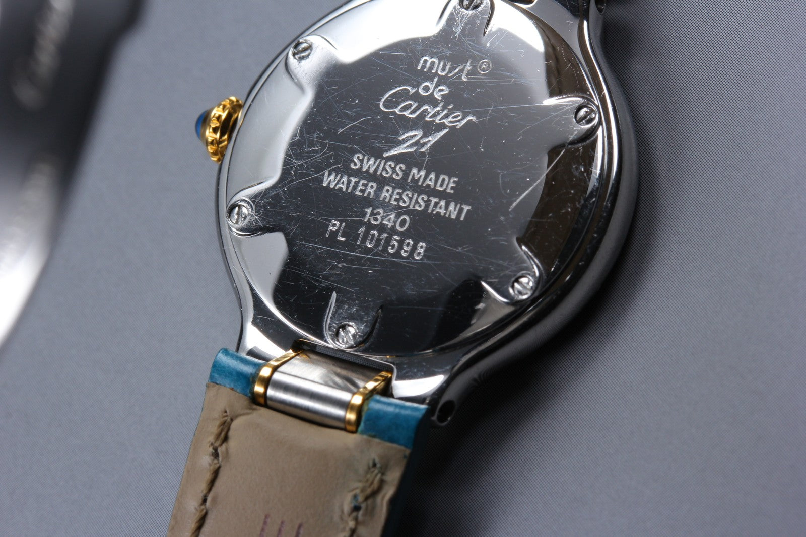 Exc+5 Box Cartier Must de Cartier 21 1340 Blue Silver 27mm Women's Quartz Watch