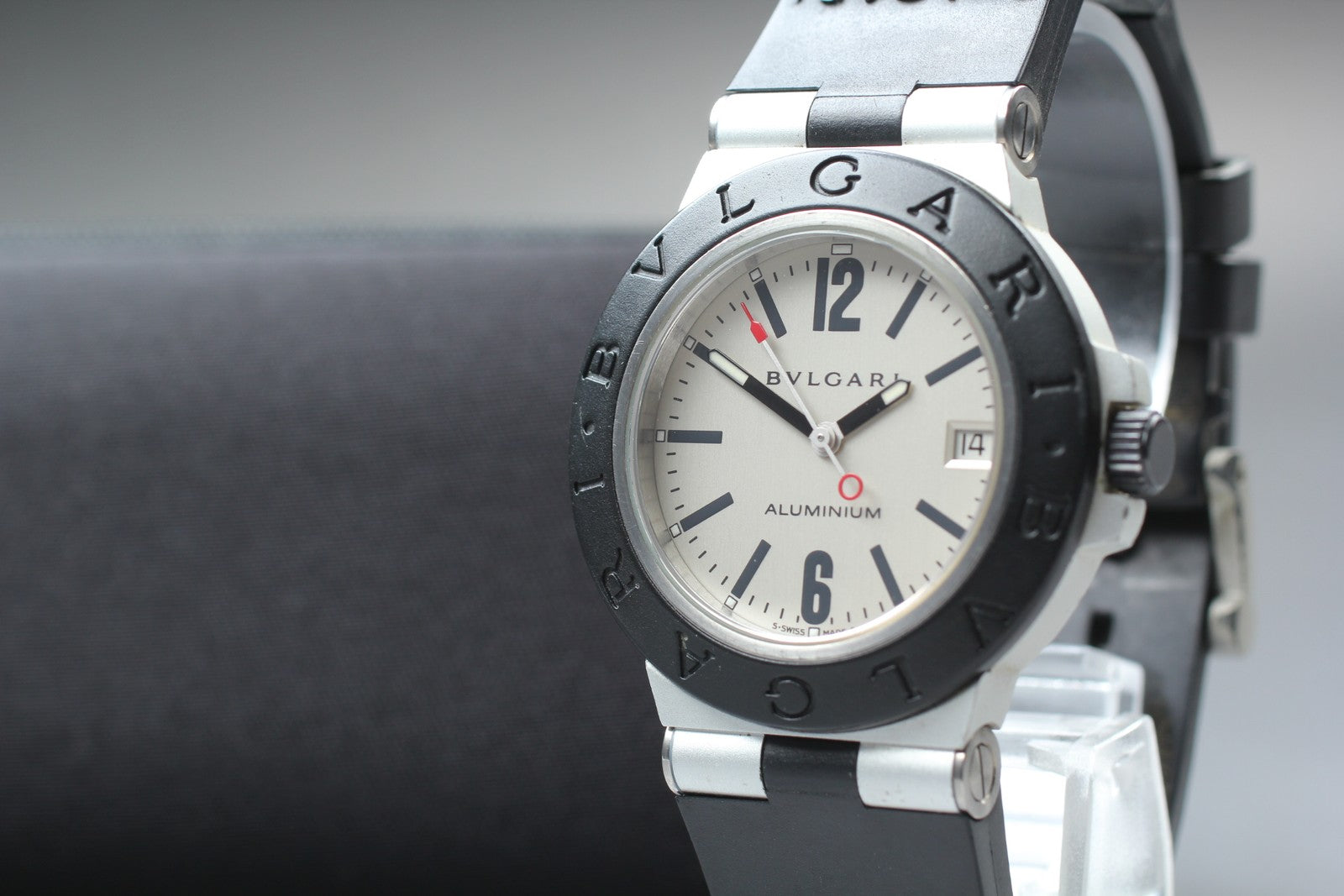 BVLGARI Aluminum AL38TA Silver Dial Date Automatic Men's Watch 38mm JAPAN Exc+5