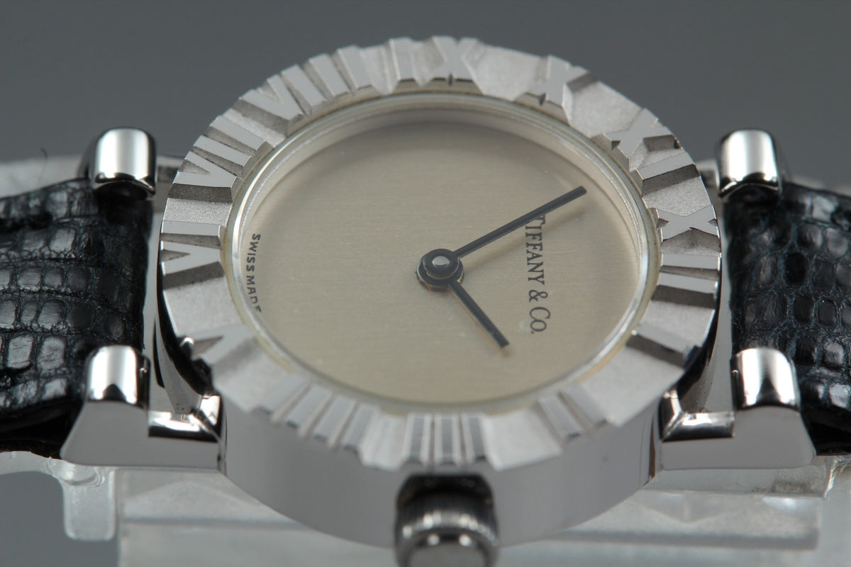TIFFANY & Co. Atlas Mini S0640 Silver Dial Black 19mm Women's Quartz Watch