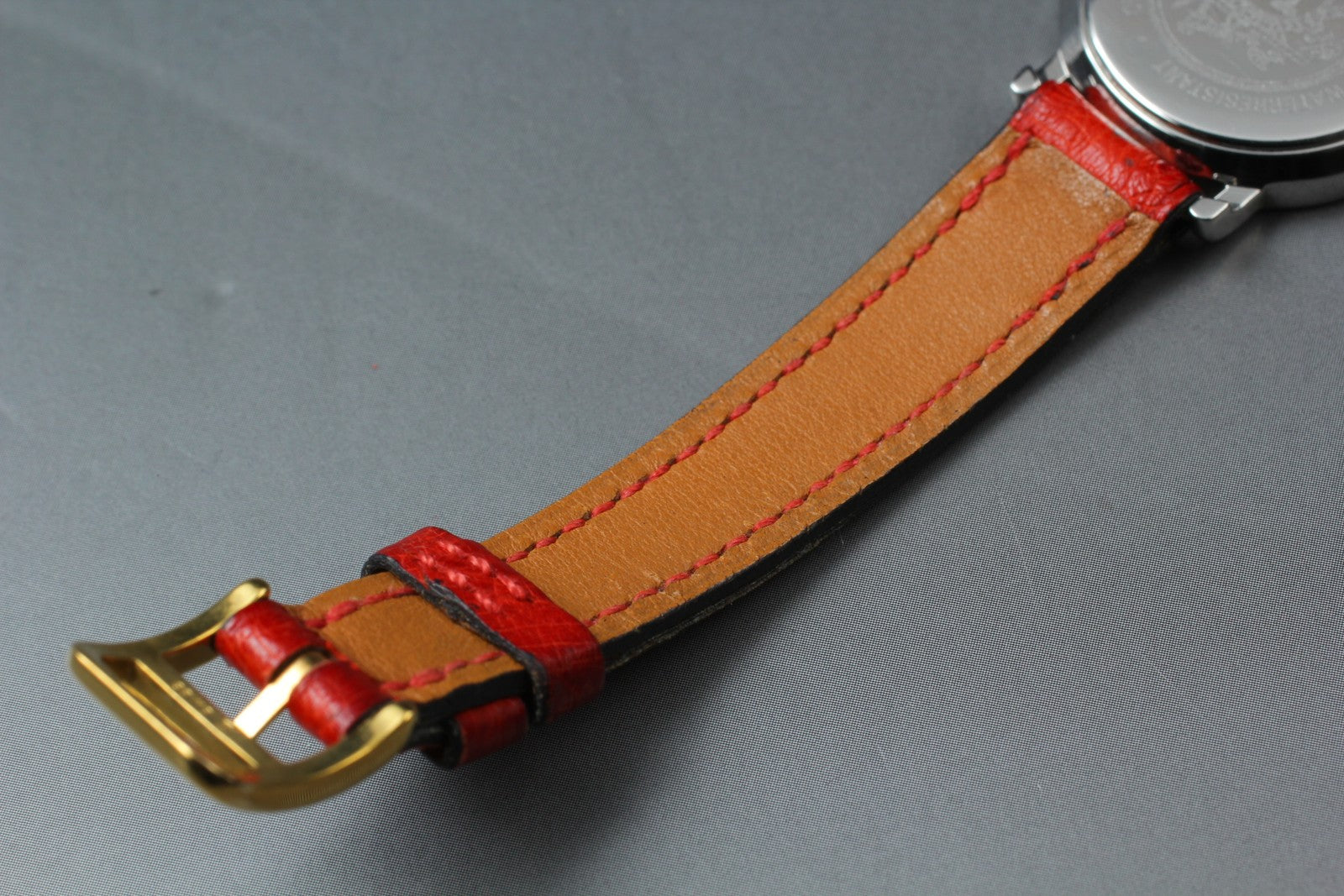 Vintage HERMES Sellier White Dial Red "T" 24mm Woman's Quartz Watch