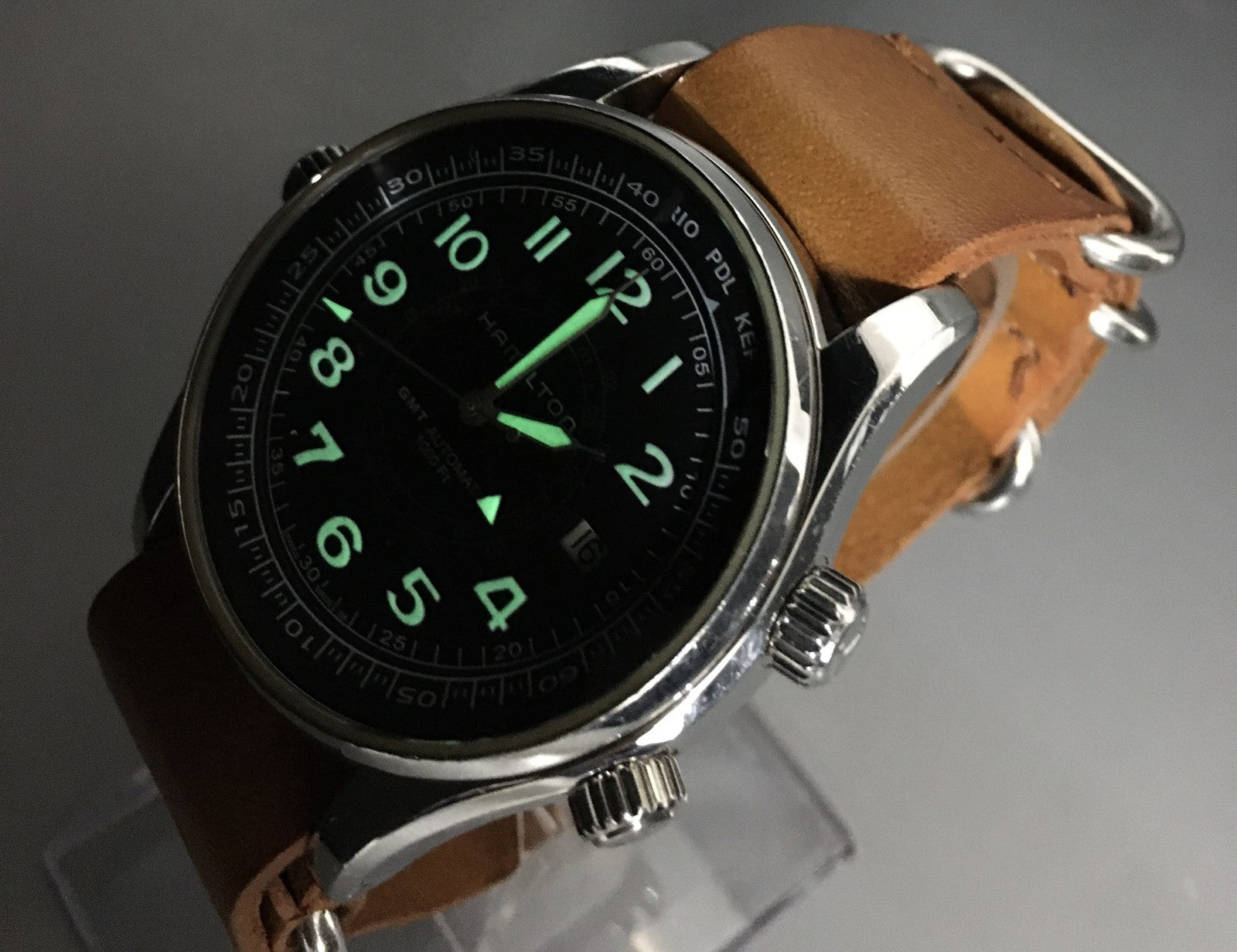 Hamilton Khaki UTC H775050 GMT Automatic Black Men's Watch 43mm JAPAN Box
