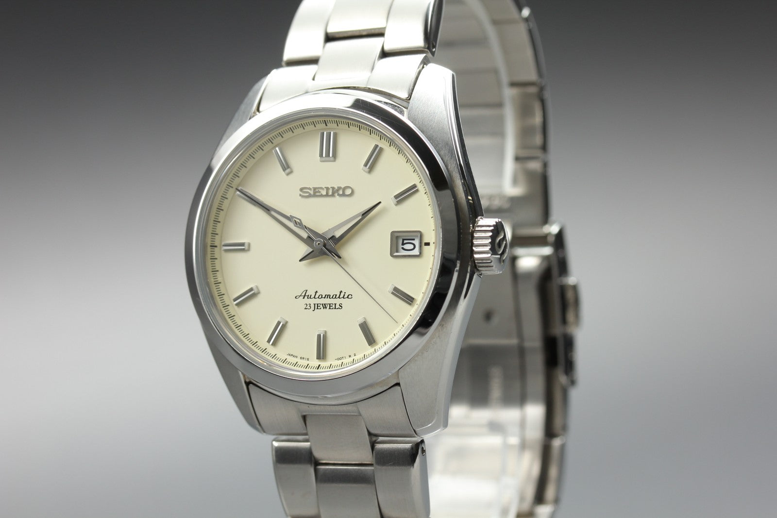 SEIKO Mechanical 6R15-00C1 Automatic White Dial Date Men's Watch 37mm From JAPAN