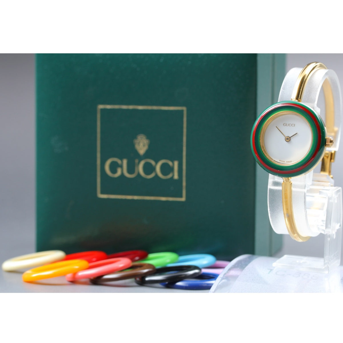 New Batt Vintage GUCCI Change Bezel 11/12.2 12Color Quartz Women's Watch JAPAN
