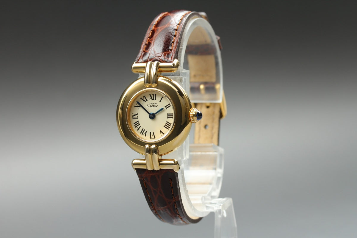 Cartier Must Colisee Vermeil 590002 Brown Gold Women's Quartz Watch Vintage