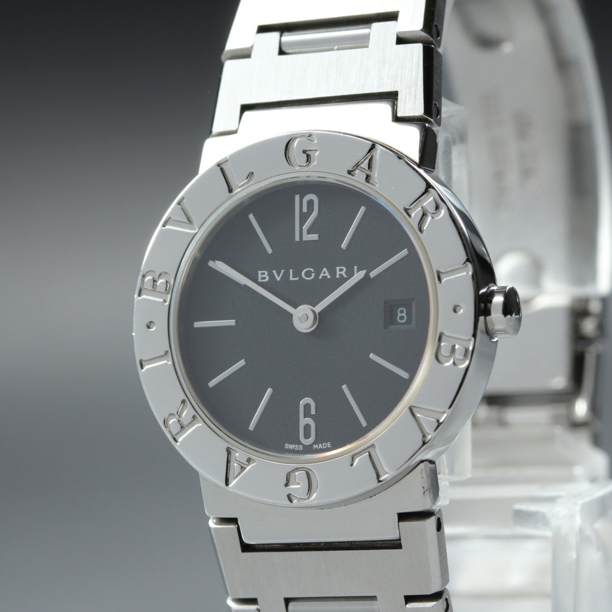 BVLGARI BB26SS Black Dial Quartz Date Women’s Watch 26mm Used From JAPAN w/Pouch