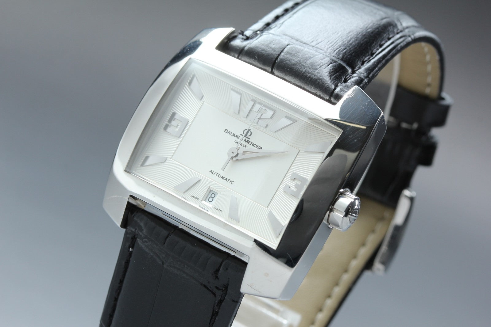 Baume & Mercier Hampton 65394 Automatic Silver Date Men's Watch 37mm JAPAN Box