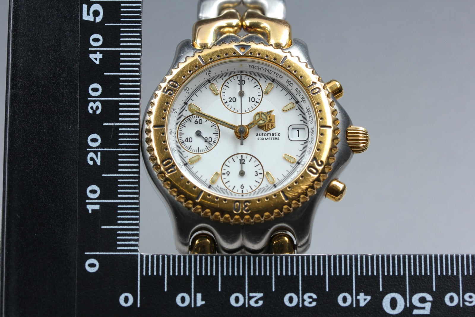 TAG HEUER SEL CG2120-R0 Automatic Chronograph White Men's Watch 38mm JAPAN Box