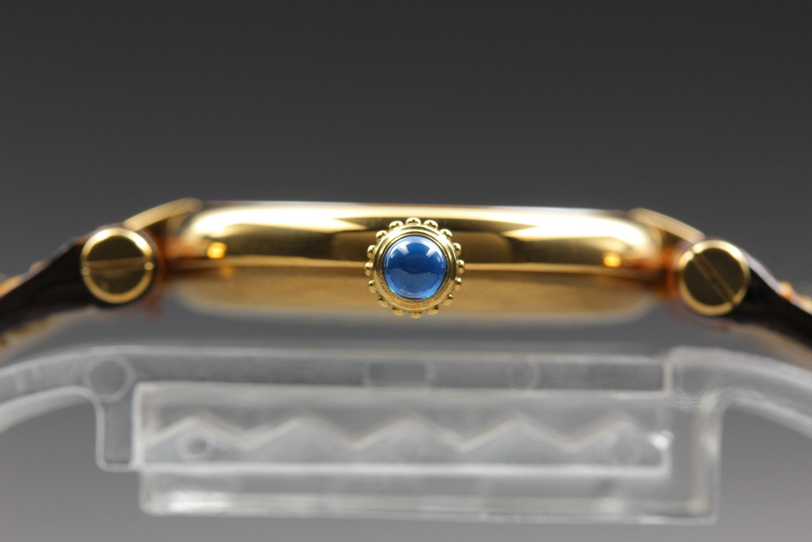 Vintage Cartier Must Vendome Vermeil 590004 Gold 23mm Brown Women's Qz Watch