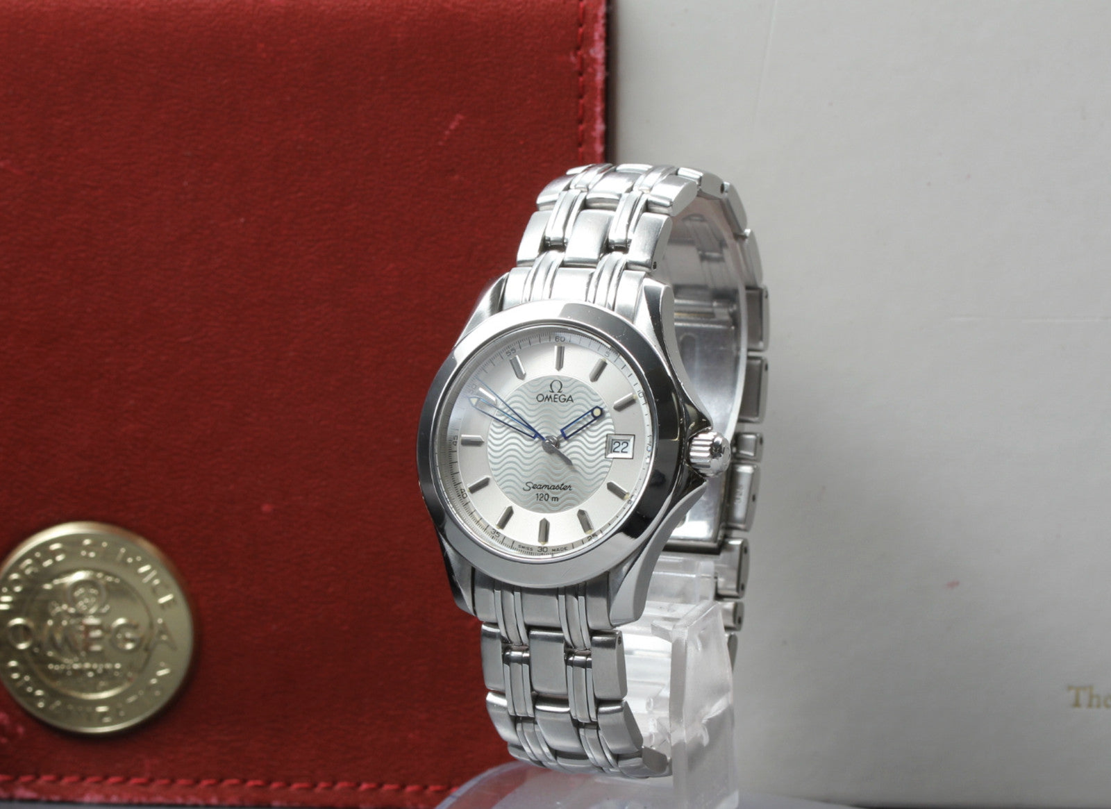 Near MINT- Box Omega Seamaster 120M 2511.31 Cal.1538 Silver Qz 36mm Men's Watch