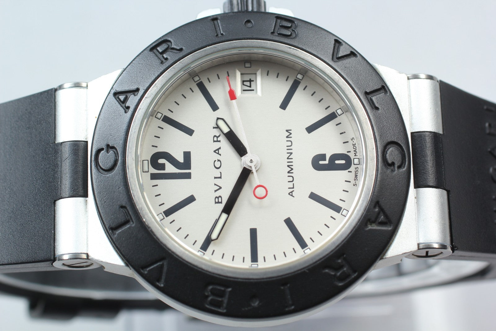 BVLGARI Aluminum AL38TA Silver Dial Date Automatic Men's Watch 38mm JAPAN Exc+5