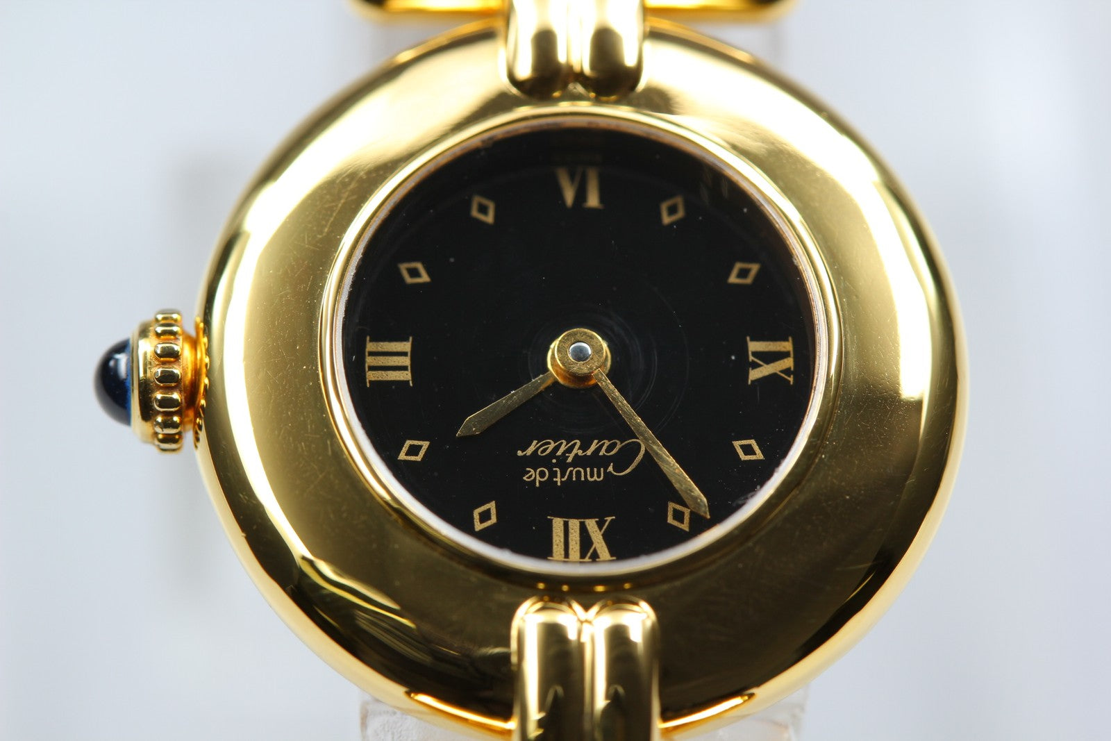 Cartier Must Colisee Vermeil 590002 Black Gold Women's Quartz Watch Vintage
