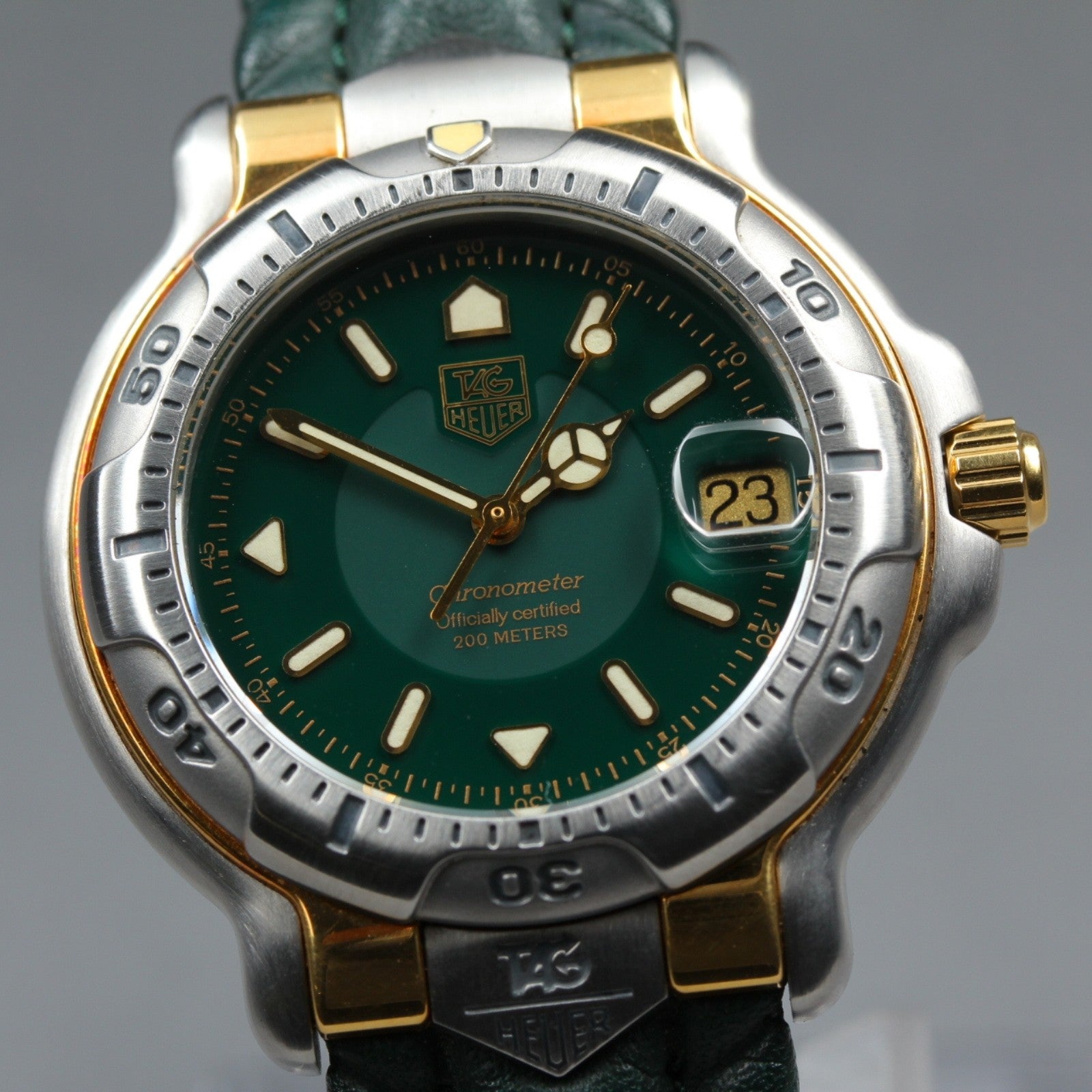 Exc+5*Box TAG HEUER 6000 WH5153-K0 Green Dial Automatic Men's Watch 37mm JAPAN