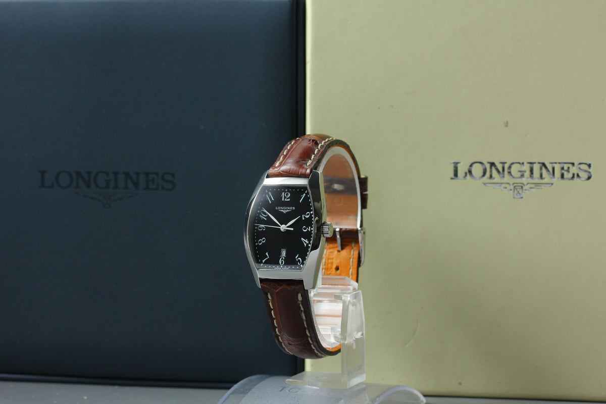 LONGINES evidenza L2.155.4 Quartz Black Dial Date Women's Watch 25mm JAPAN Box