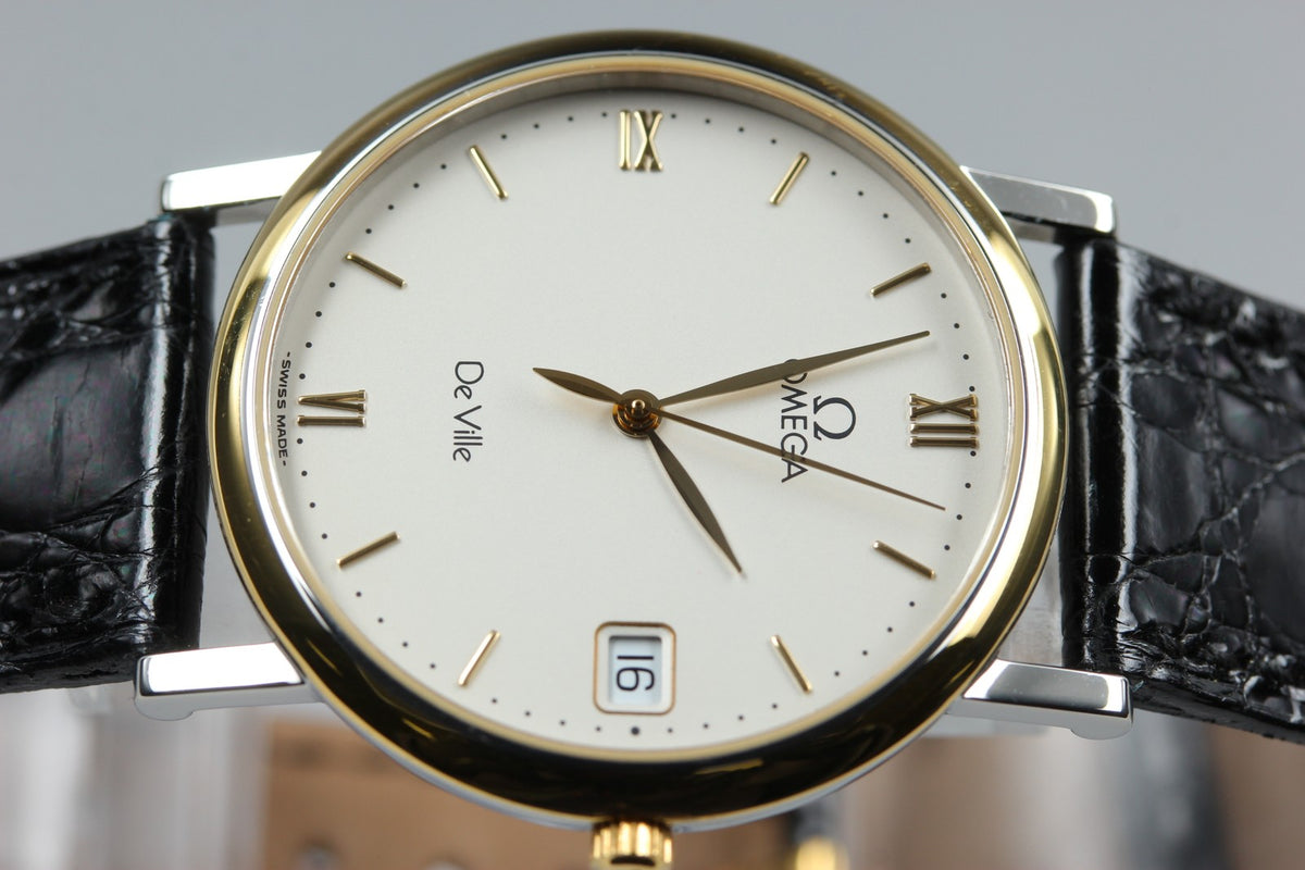 OMEGA De Ville Cal.1532 Quartz White Dial Date Men's Watch 32mm JAPAN Box