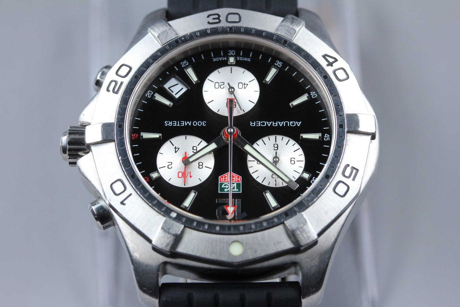 TAG Heuer Aquaracer CAF1110 Chronograph Black Date Quartz Men's Watch 42mm Exc+5