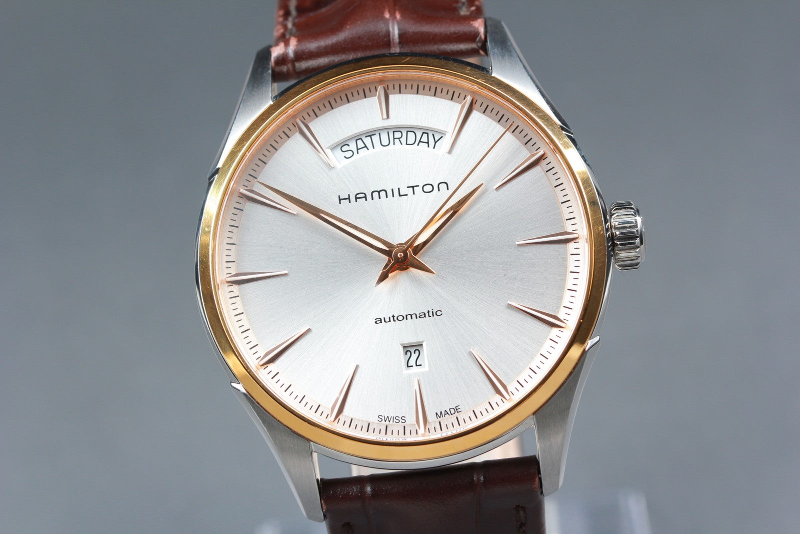 Hamilton Jazzmaster H425250 Silver Automat Day/Date Men's Watch 42mm JAPAN