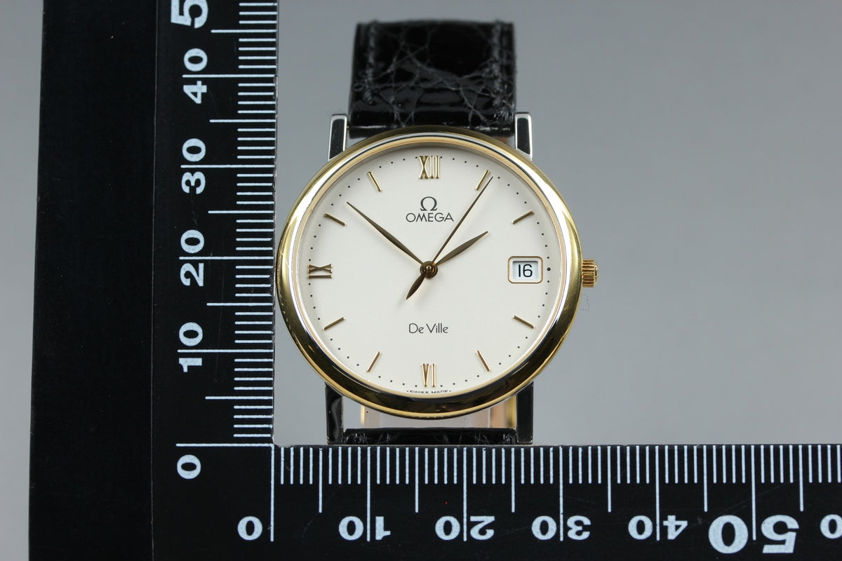 OMEGA De Ville Cal.1532 Quartz White Dial Date Men's Watch 32mm JAPAN Box