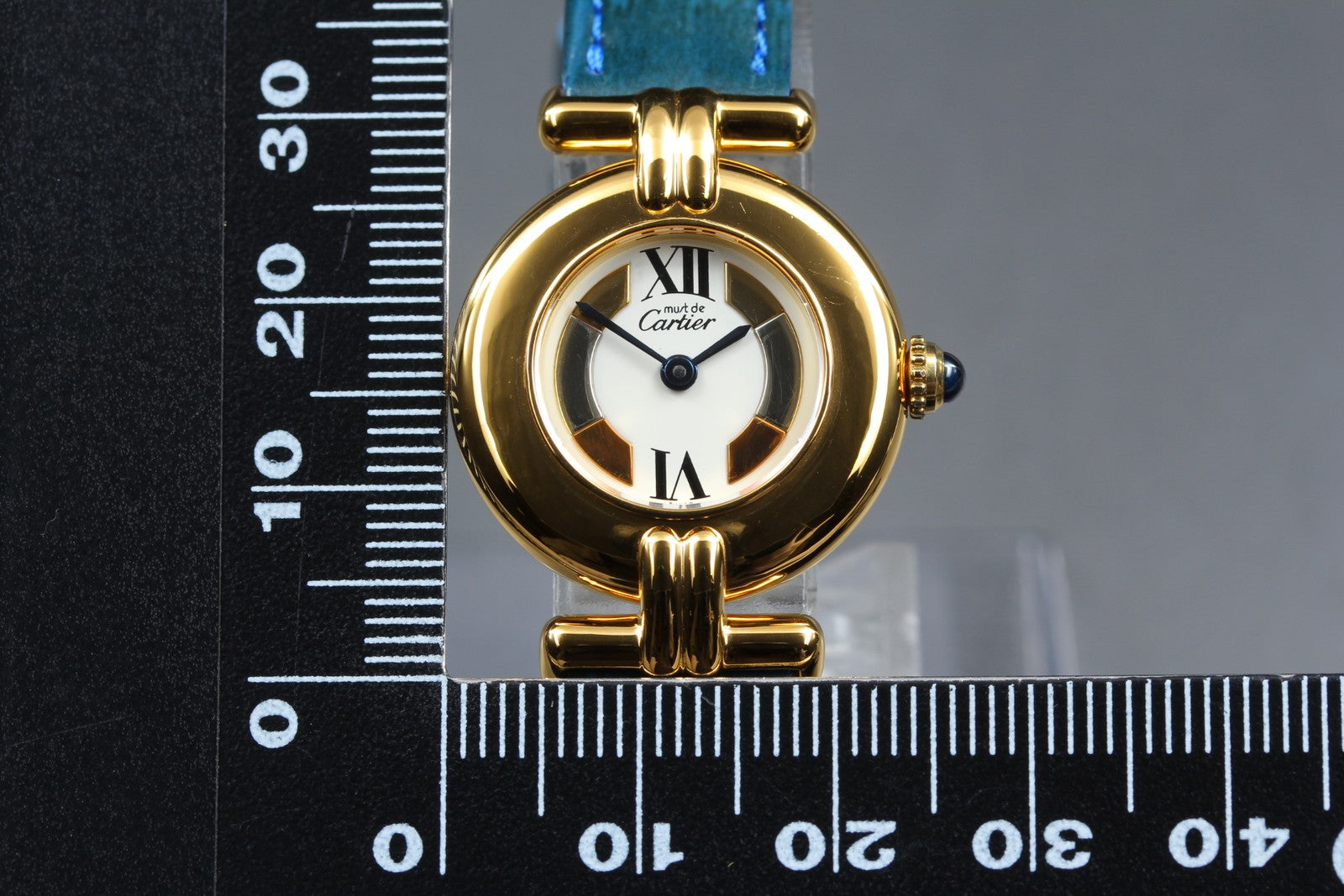 Vintage Cartier Must Colisee Vermeil 590002 Blue Gold Women's Quartz Watch