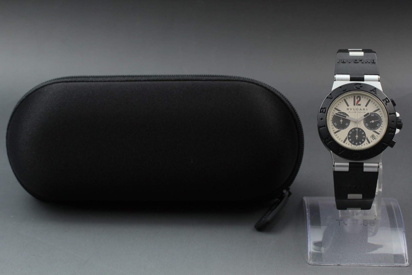 BVLGARI Aluminium AC38TA Automatic chronograph Date Men's Watch 38mm From JAPAN