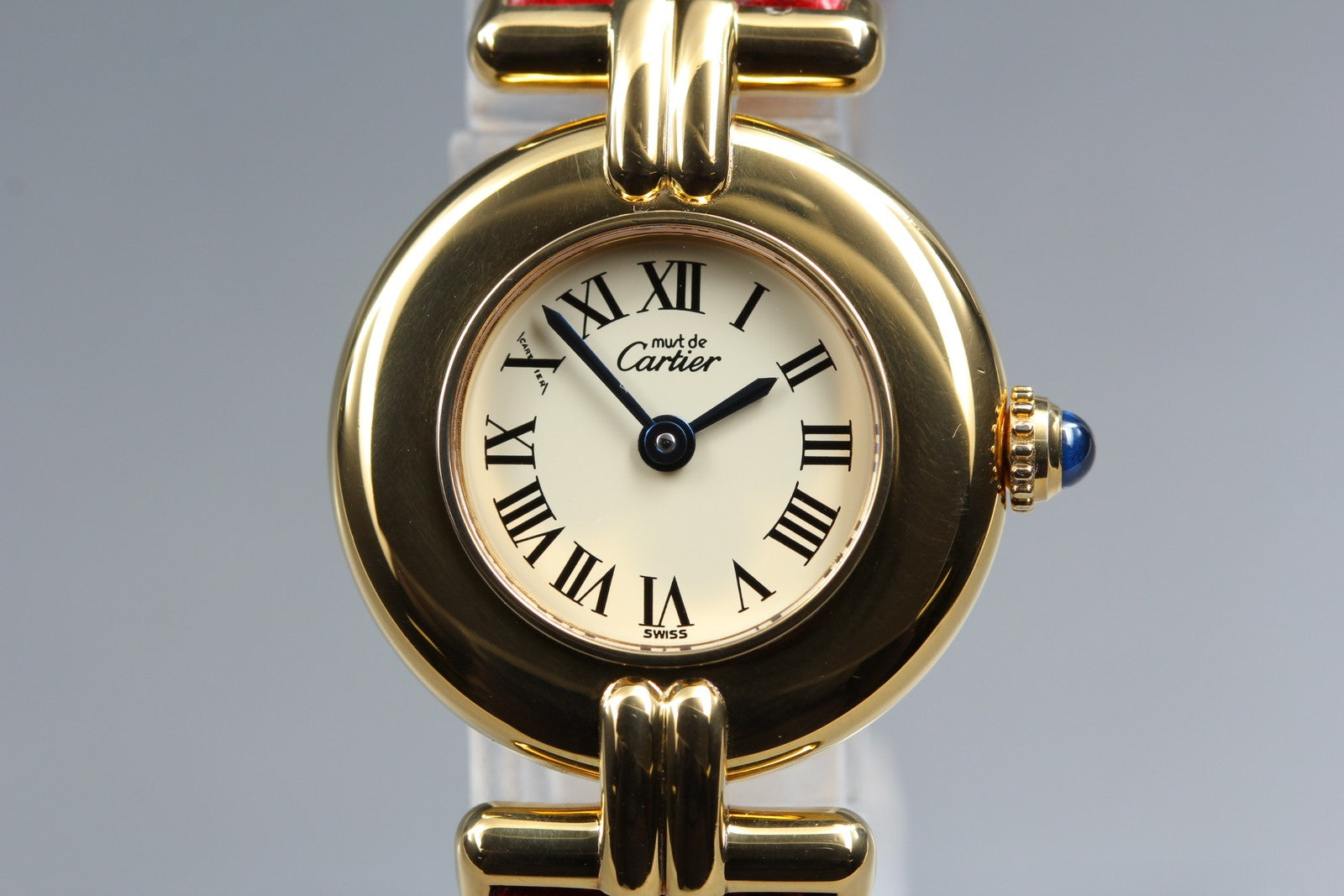 Vintage Cartier Must Colisee Vermeil 590002 Red Ivory Dial Women's Quartz Watch