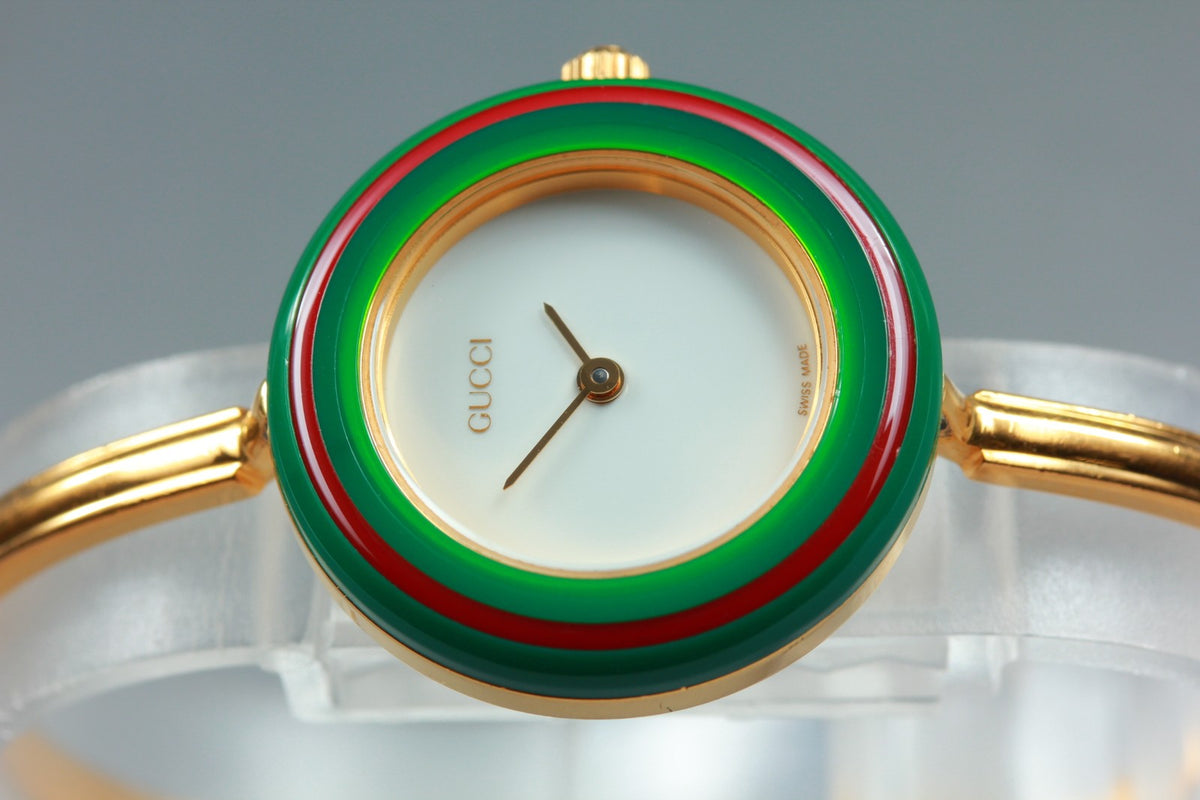 New Batt GUCCI Change Bezel 11/12.2 12Color Quartz White Women's Watch JAPAN
