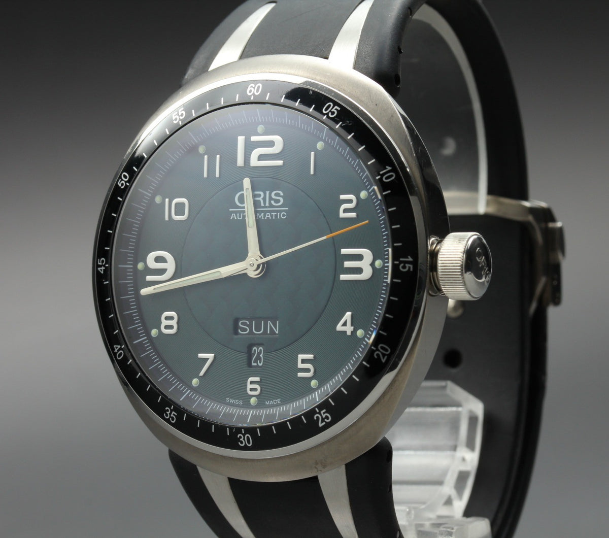 ORIS TT3 7589 Day Date Titanium Green Dial Black 44mm Automatic Men's Watch