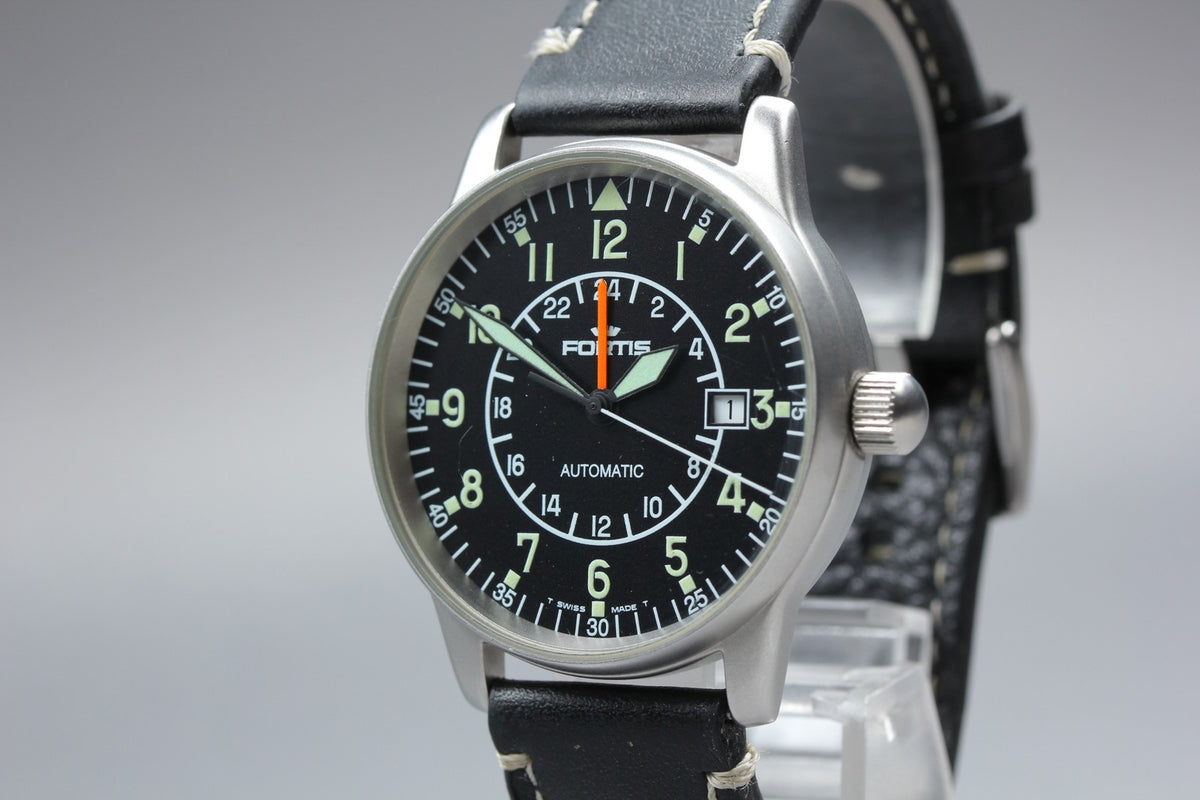 FORTIS Flieger GMT Aviator Pilot 596.10.148 Automatic Black Men's Watch 40mm JP