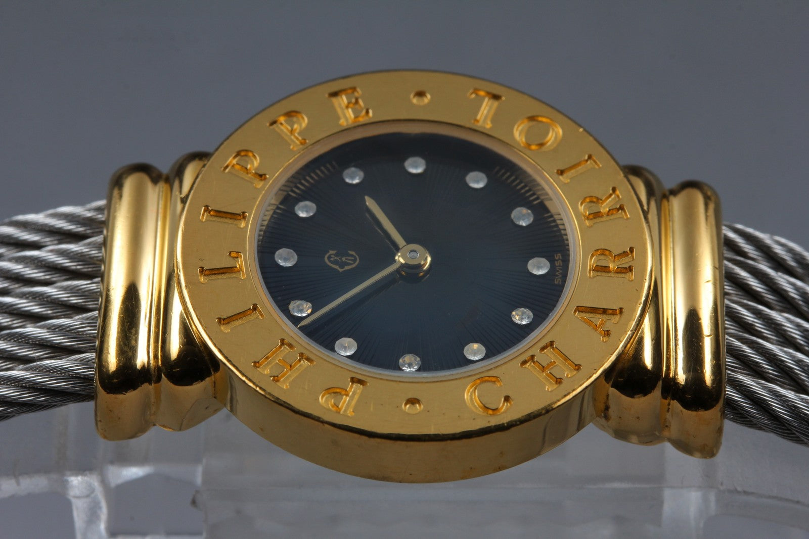 PHILIPPE CHARRIOL St.Tropez Black Dial 12 Stones 28.8.1329 24mm Qz Women's Watch