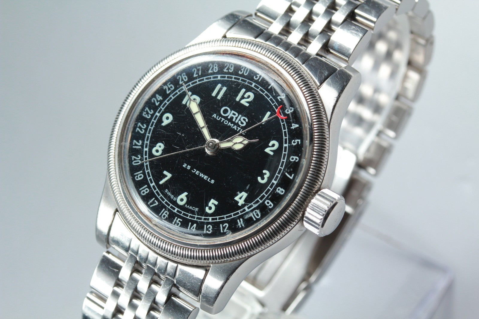 Vintage ORIS Big Crown Pointer Date 7543 Black Men's Automatic Watch 40mm Exc+4