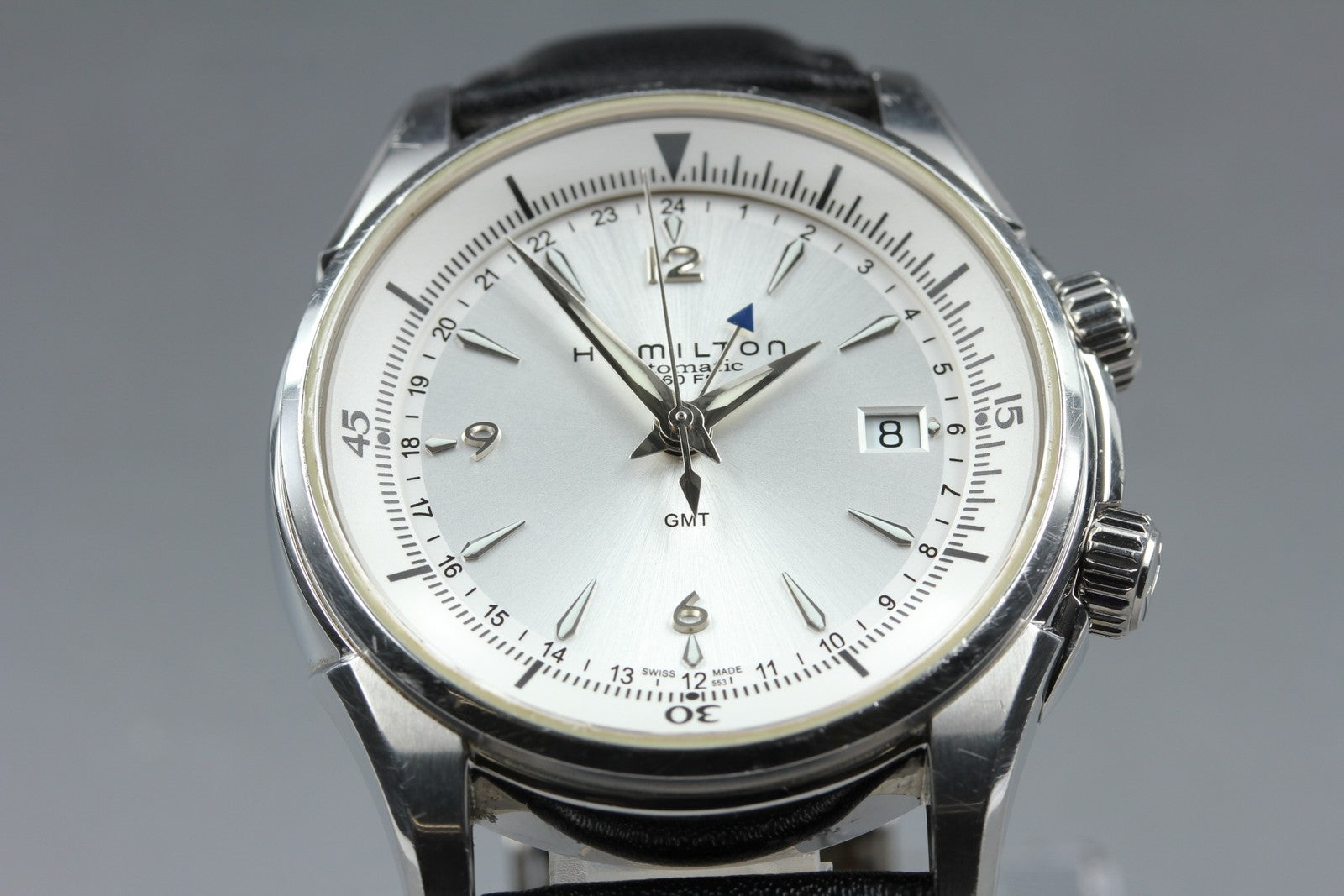 overhauled HAMILTON Jazzmaster Traveler H326250 Silver Men's Date Automatic GMT