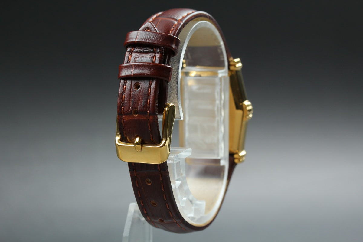 Vintage Jean d'eve Sectora Gold 25mm Gold Brown Women's Quartz Watch JAPAN