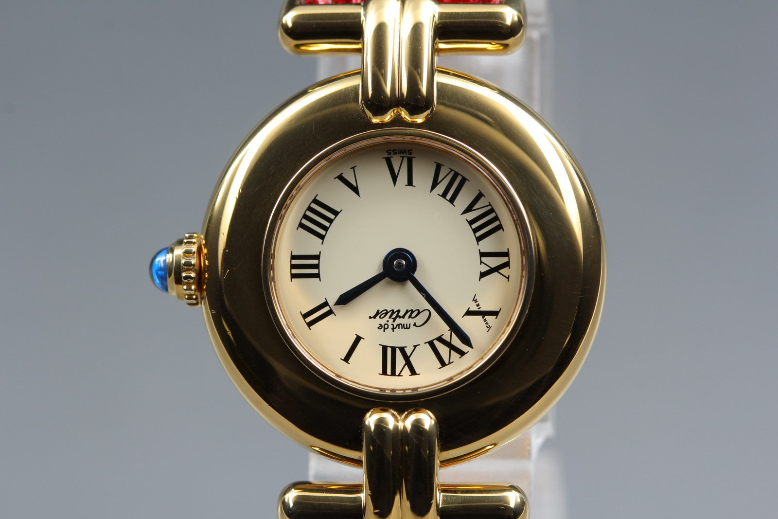Vintage Cartier Must Colisee Vermeil 590002 Red Ivory Dial Women's Quartz Watch