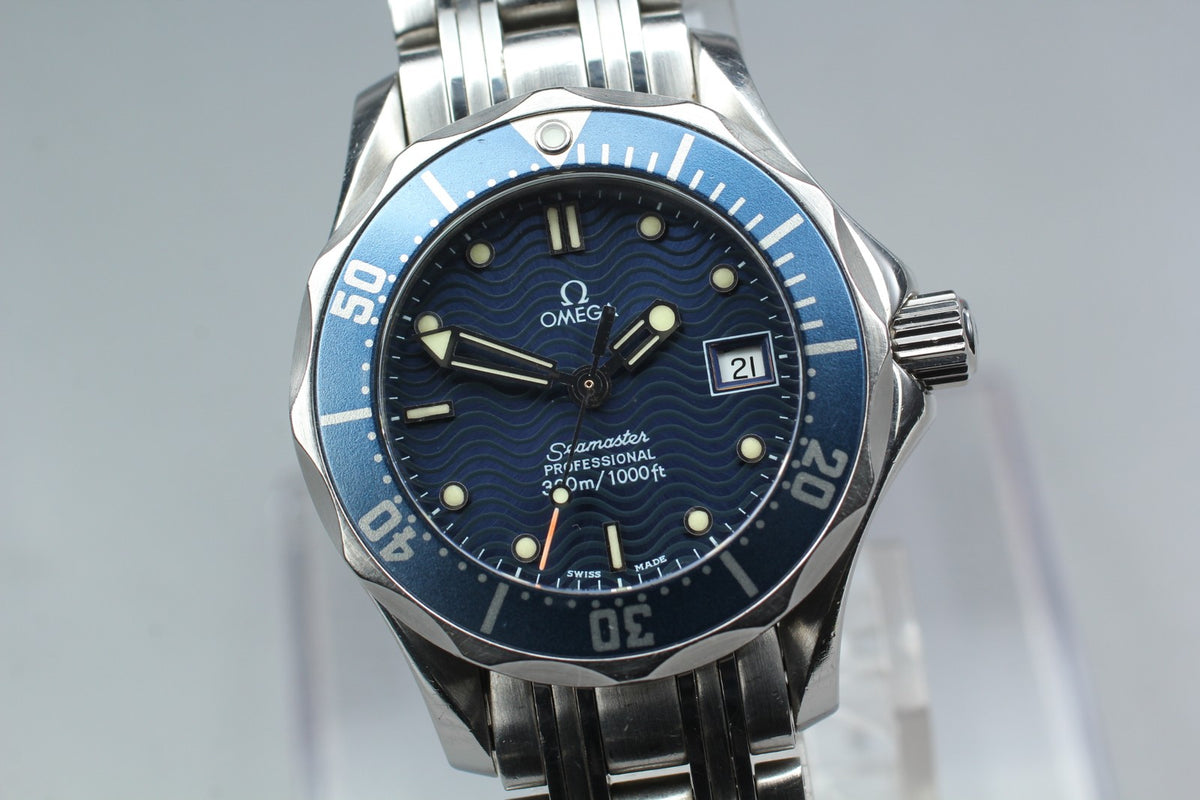 New Batt OMEGA Seamaster Cal.1424 Quartz Blue Women's Watch 28mm JAPAN Box