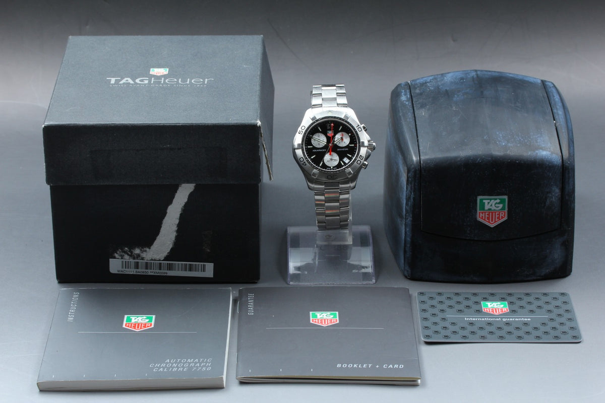 TAG Heuer Aquaracer CAF1110 Chronograph Black Quartz Men's Watch 42mm Box