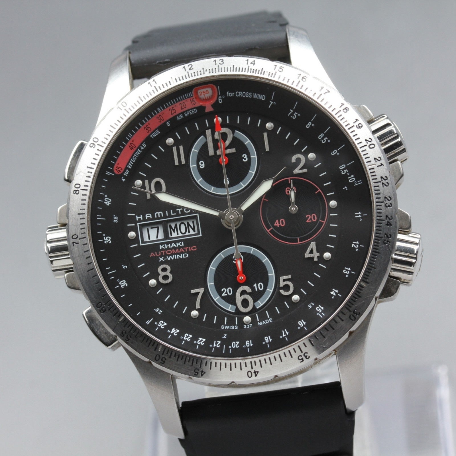 HAMILTON Khaki H776460 Automatic Chronograph Black Men's Watch 44mm JAPAN