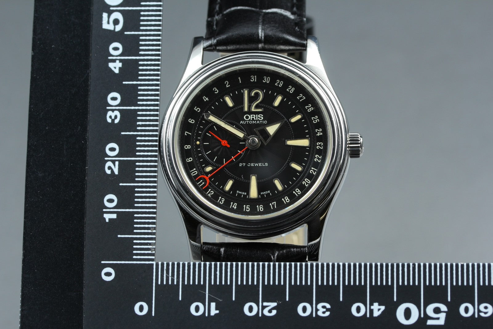 Vintage ORIS Pointer Date 7476 Automatic Black Date Men's Watch 37mm From JAPAN