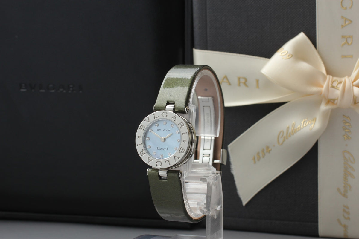 New Batt BVLGARI B-zero1 BZ22S Quartz Blue Dial Women's Watch 22mm JAPAN Box