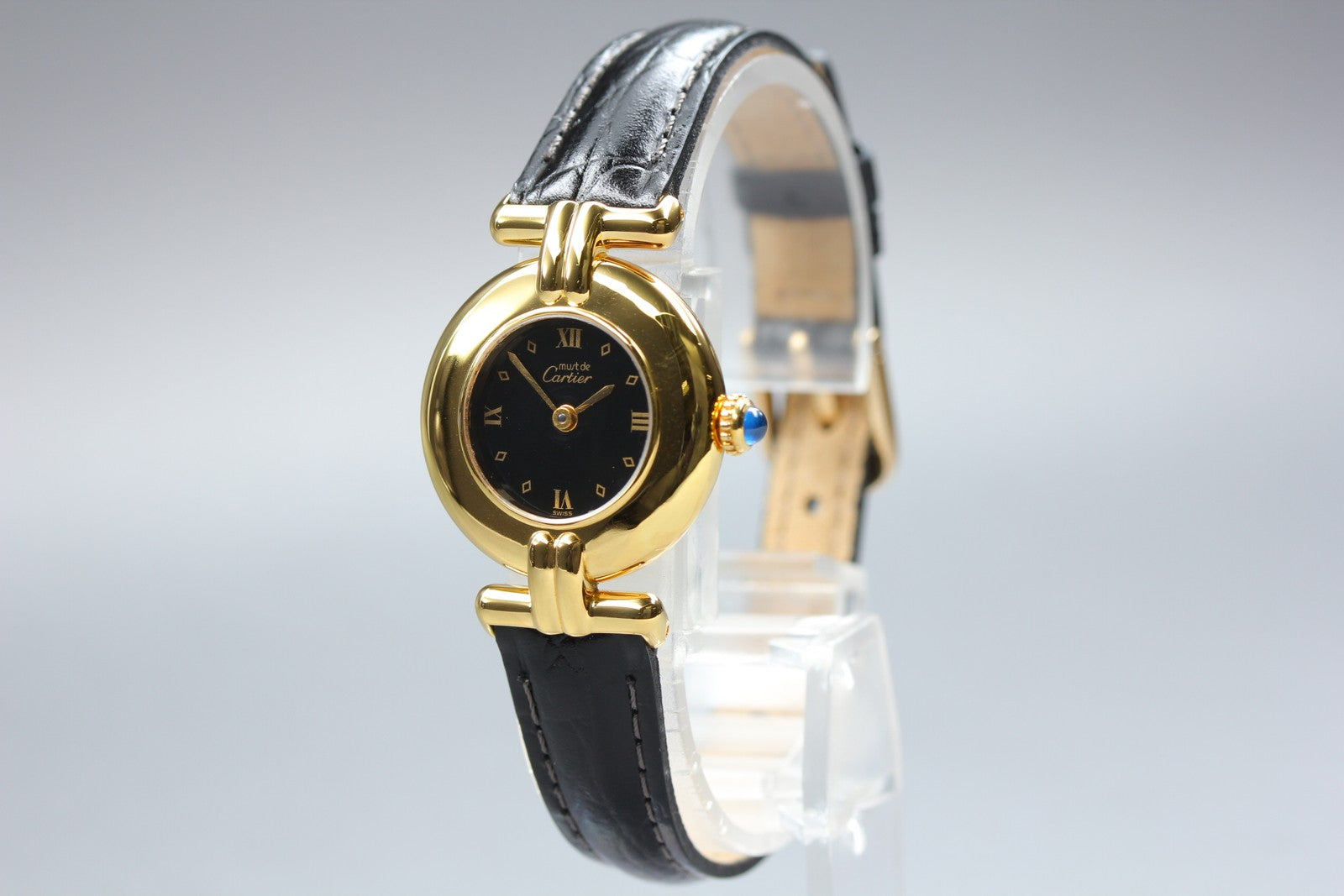 Cartier Must Colisee Vermeil 590002 Black Gold Women's Quartz Watch Vintage