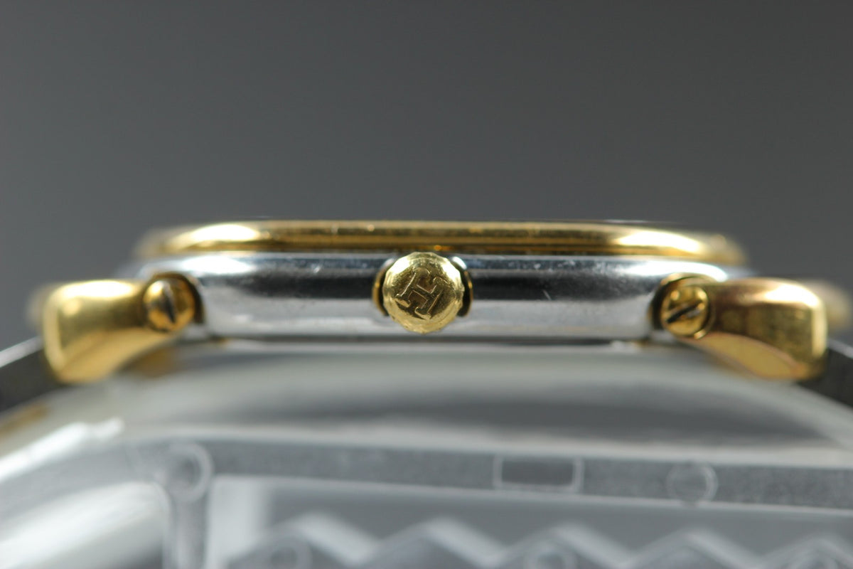 New Batt HERMES Rally Quartz Gold Dial Women's Watch 20mm From JAPAN
