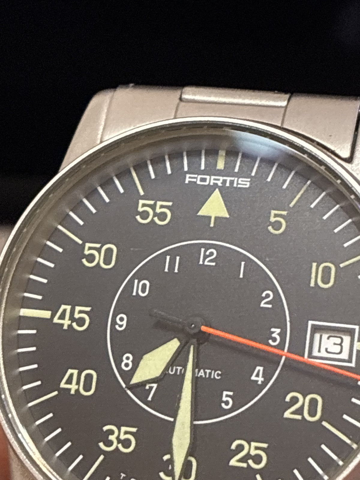 FORTIS Flieger 620.10.46 Automatic Black Men's Date Watch 34mm JAPAN Exc+5*Box