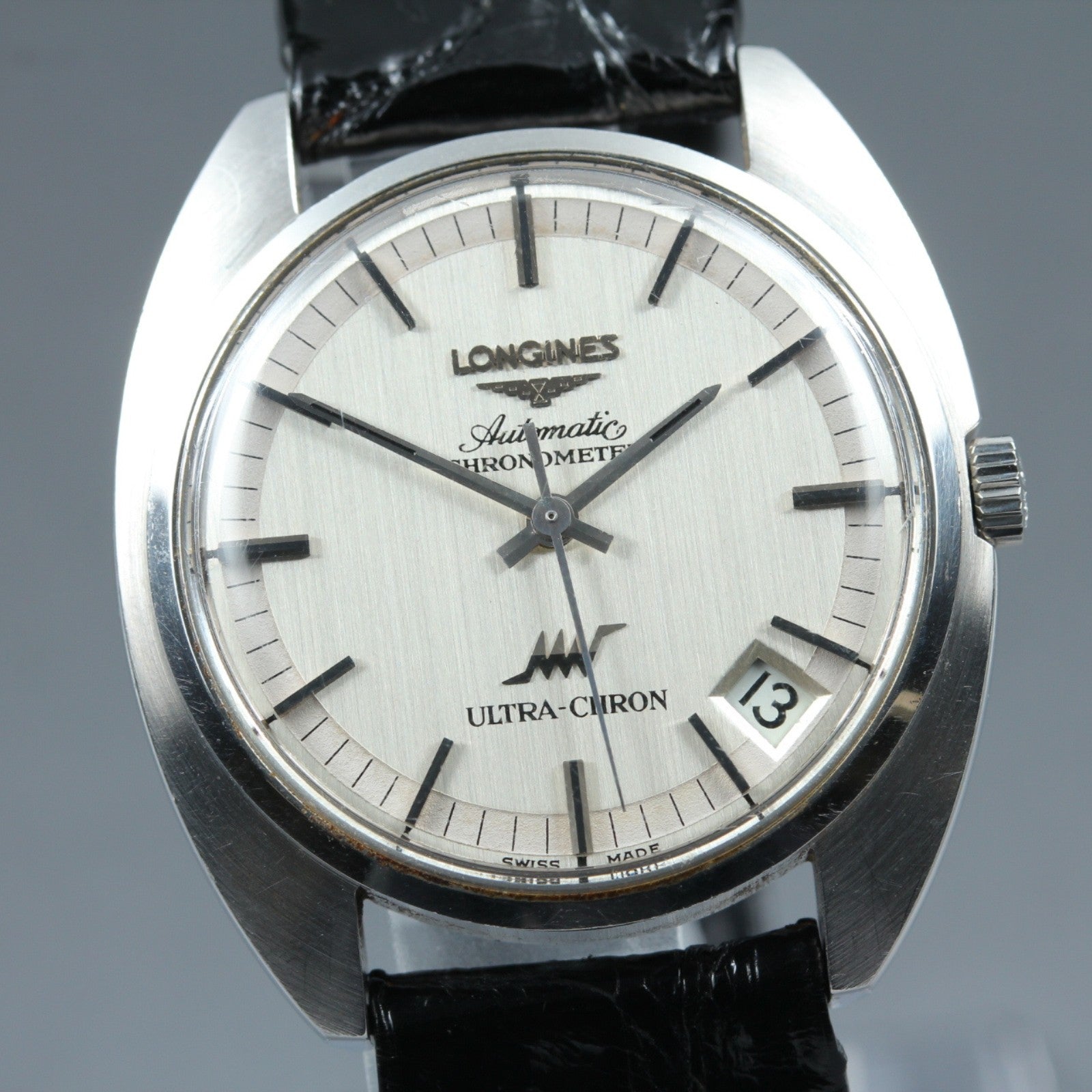 Vintage LONGINES ULTRA-CHRON Chronometer Date Silver Men's Watch 34mm JP JAPAN