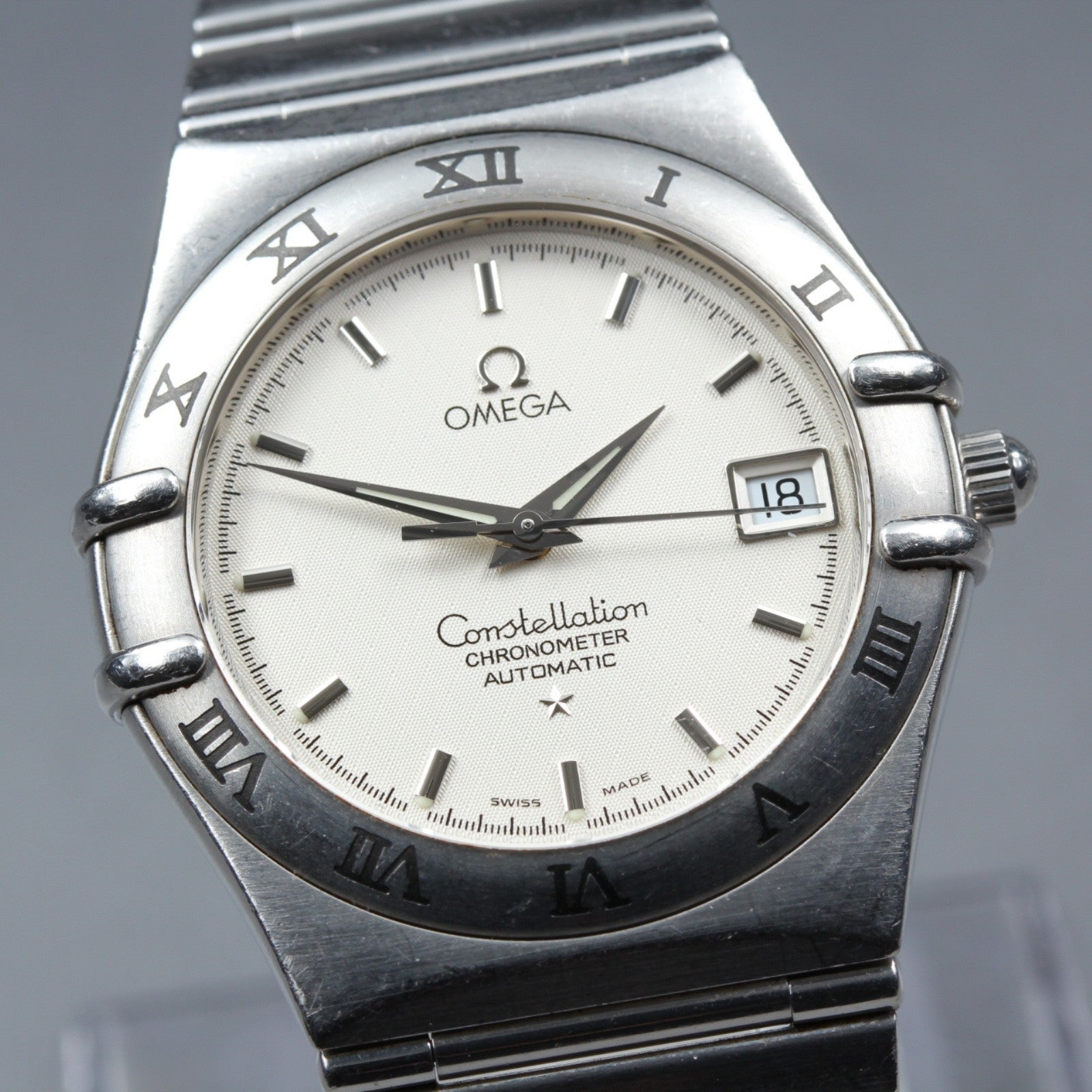 Vintage OMEGA Constellation 1502.3 Automatic White Date Men's Watch 35mm JAPAN