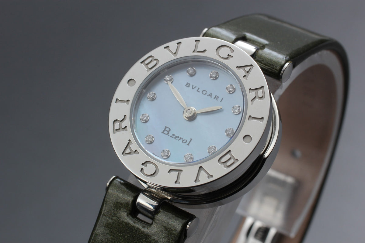 New Batt BVLGARI B-zero1 BZ22S Quartz Blue Dial Women's Watch 22mm JAPAN Box