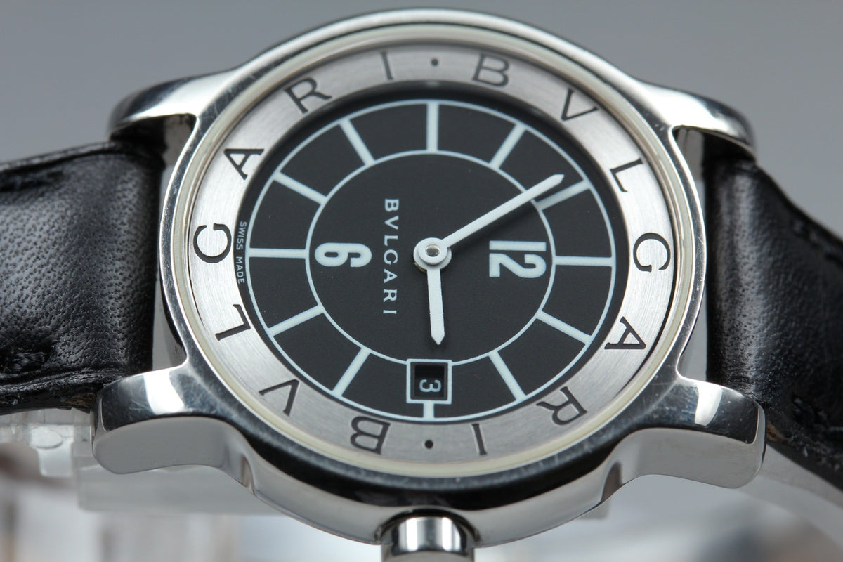 New Batt BVLGARI Solotempo ST29S Quartz Black Women's Watch 29mm JAPAN Box