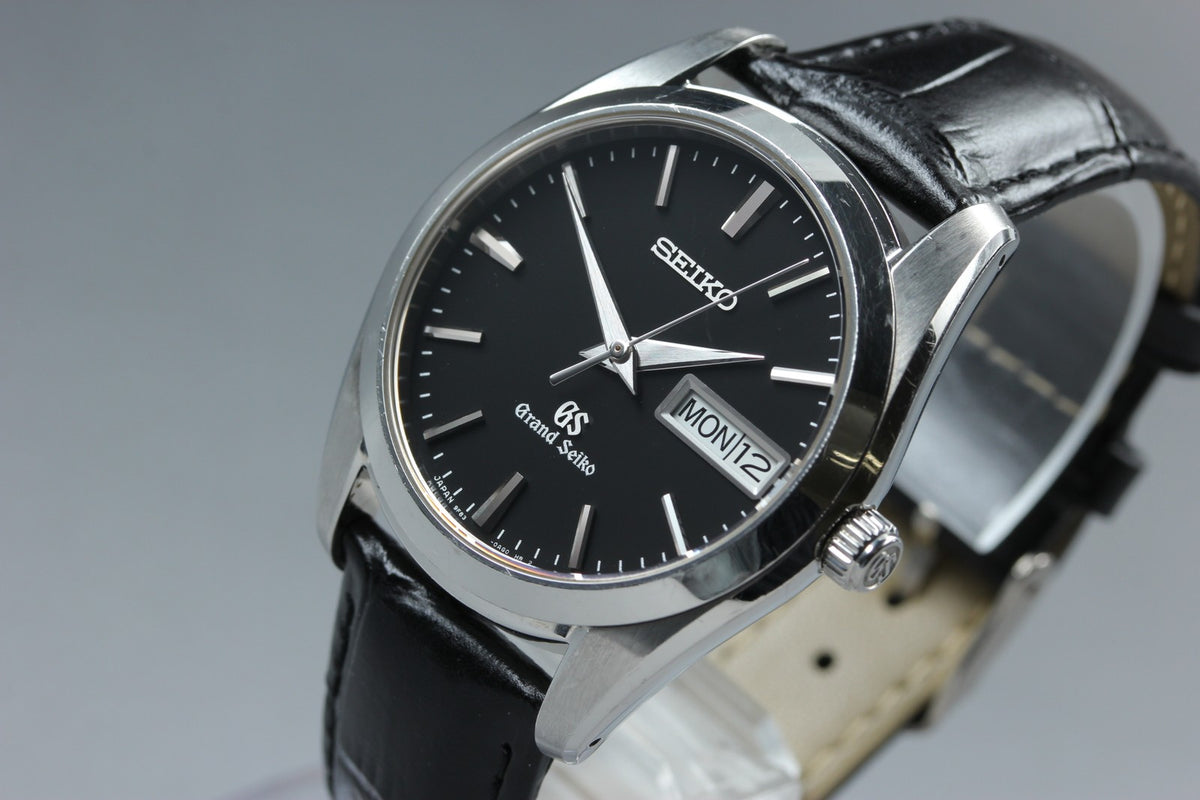 New Batt SEIKO Grand Seiko 9F83-0AH0 Quartz Black Day/Date Men's Watch 36mm JP